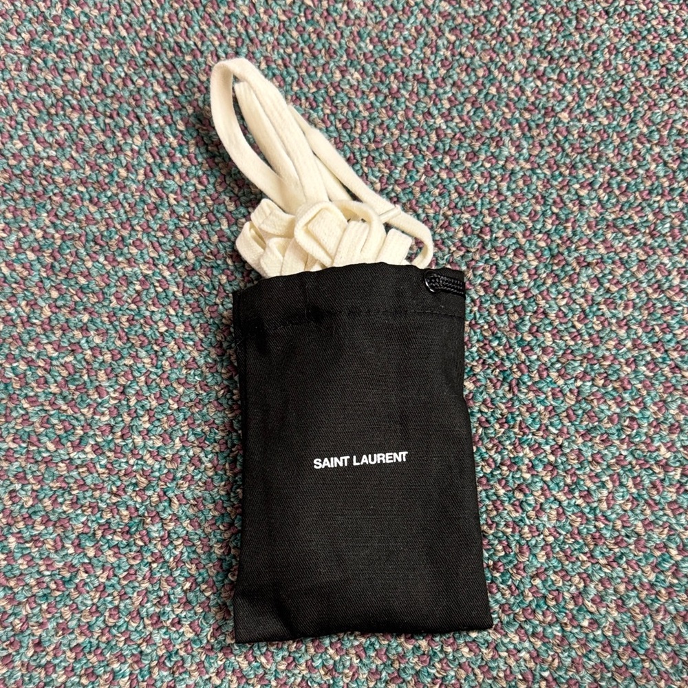 Saint Laurent Black and White Cosmetic Bag with beige laces